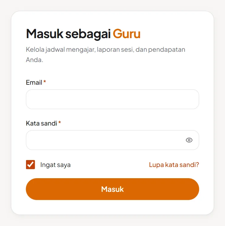 Halaman Masuk sebagai Guru