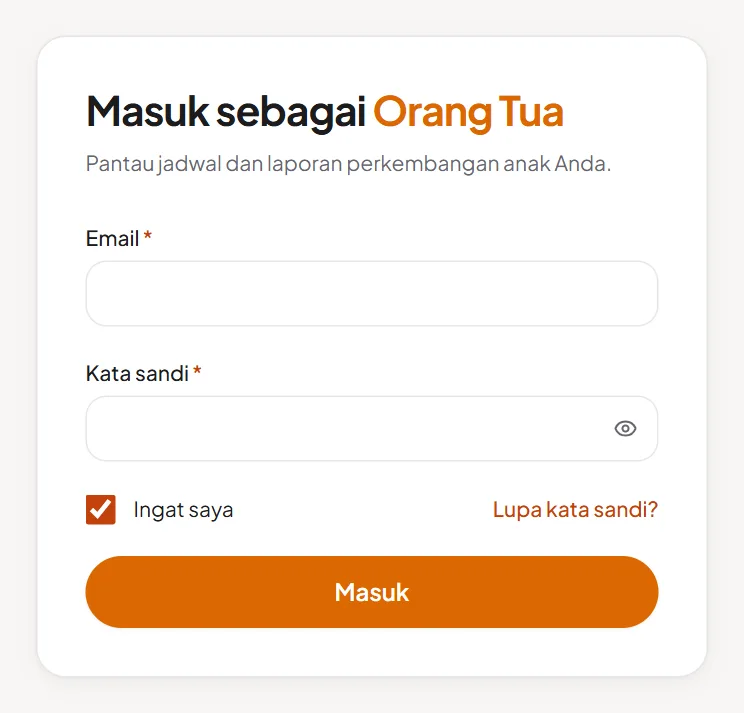 Halaman Masuk sebagai Orang Tua